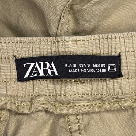 SMALL ZARA KHAKI CARGO PANTS ELASTIC WAIST POCKETS CASUAL OUTDOOR Y2K - Picture 5 of 15